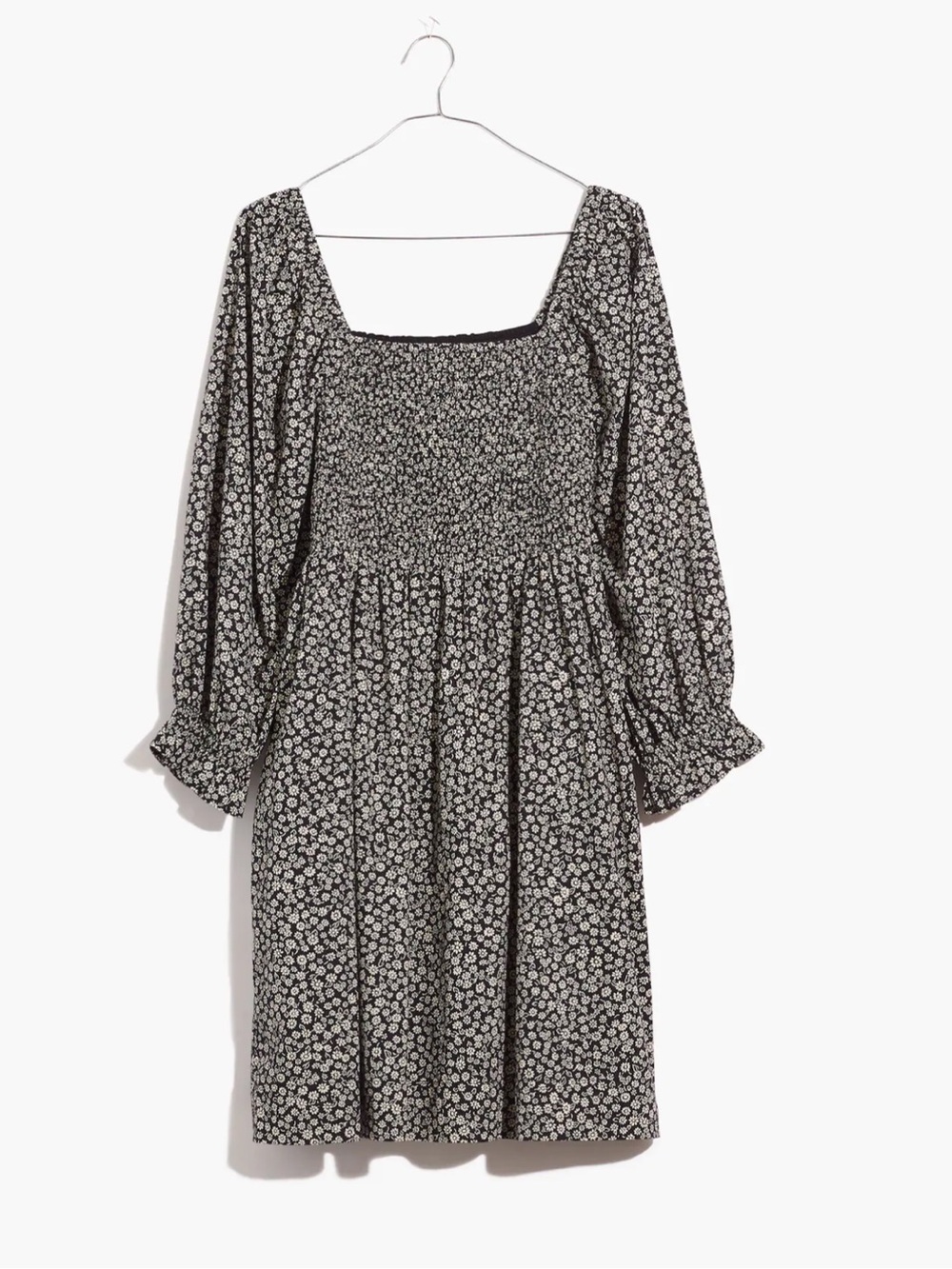 Madewell Square Neck XL Lucie Elbow-Sleeve Smocked Mini Dress Pockets